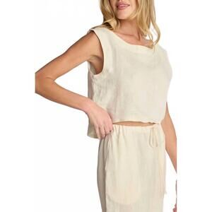NEW SUNDAY RITUAL women's elena linen top in cream